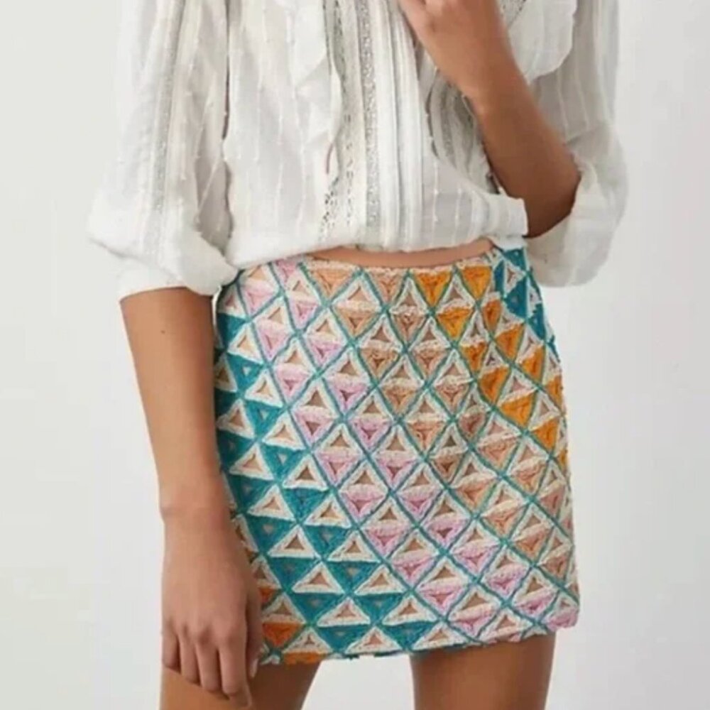 NWT Walter Baker Carrie Skirt Vera Cruz Beading Size 2